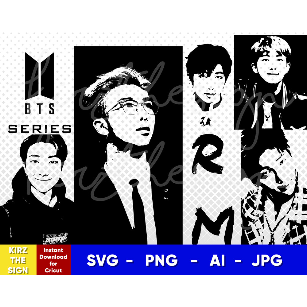BTS RM Stencil Svg, Png, Ai Digital Download cut file template for Cricut silhouette vector - 1.jpg