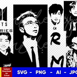 bts rm stencil , svg, png, ai , digital download cut file template for cricut silhouette vector