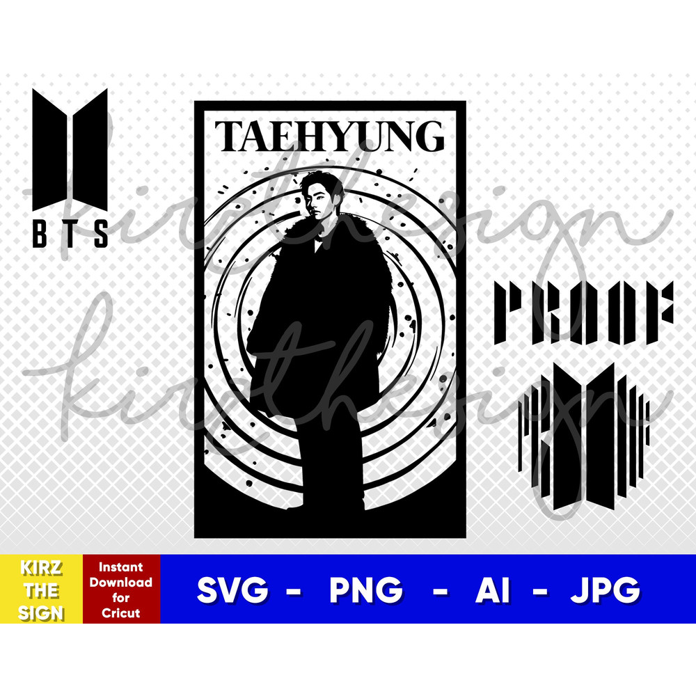 BTS V (Taehyung) PROOF Stencil Svg, Png, Ai Digital Download cut file template for Cricut silhouette vector - 1.jpg