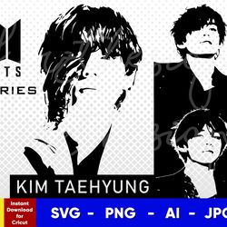 bts v stencil , svg, png, ai , digital download cut file template for cricut silhouette vector