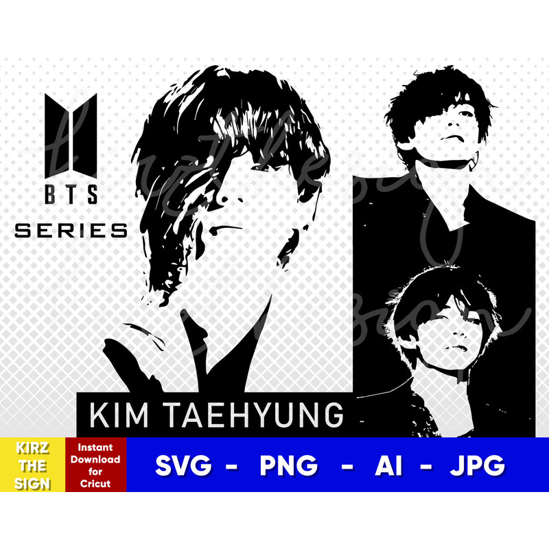 BTS V Stencil Svg, Png, Ai Digital Download cut file template for Cricut silhouette vector - 1.jpg