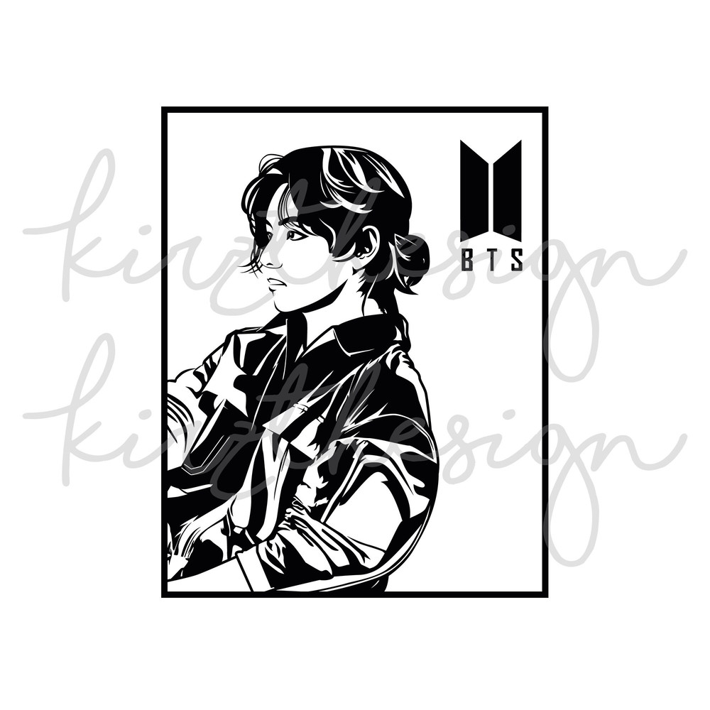 BTS V (Taehyung) Stencil Svg, Png, Ai Digital Download cut file template for Cricut silhouette vector - 2.jpg