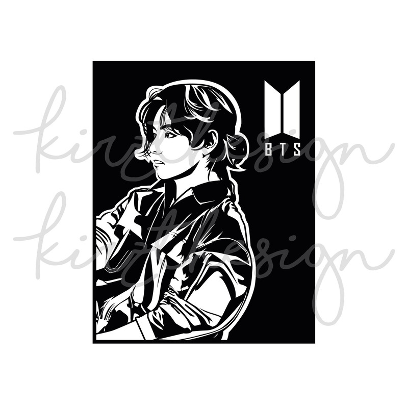 BTS V (Taehyung) Stencil Svg, Png, Ai Digital Download cut file template for Cricut silhouette vector - 3.jpg