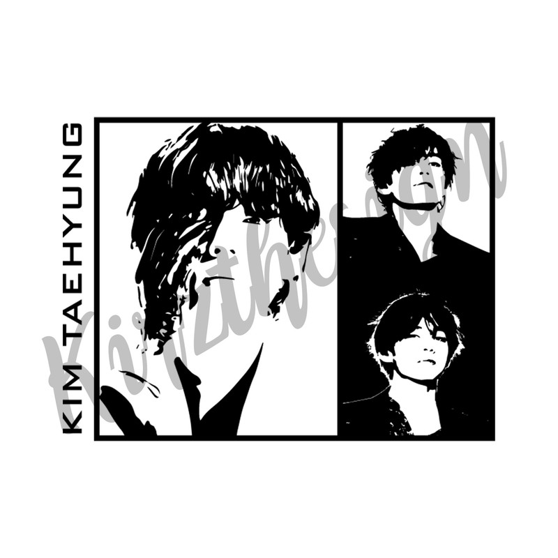BTS V Stencil Svg, Png, Ai Digital Download cut file template for Cricut silhouette vector - 6.jpg