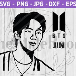 bts jin svg - bts cut file - bangtan - instant download, digital file, png, eps, dxf