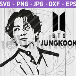 bts jungkook svg - bts cut file - bangtan - instant download - digital file, png, eps, dxf