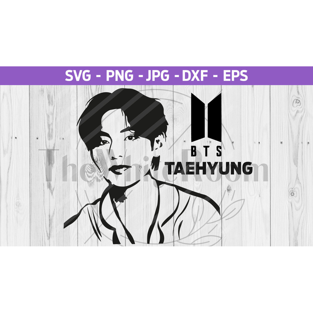 BTS V Taehyung SVG - BTS cut file - Bangtan, Instant download, digital file, png, eps, dxf - 1.jpg