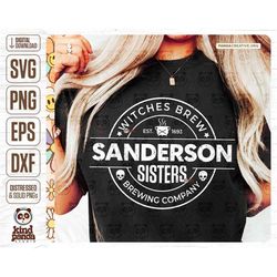 witch sisters svg png dxf - hocus pocus brewing co. | halloween cricut cutting file silhouette cameo t-shirt iron on dtg