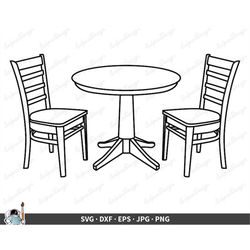 Chairs and Table SVG  Clip Art Cut File Silhouette dxf eps png jpg  Instant Digital Download