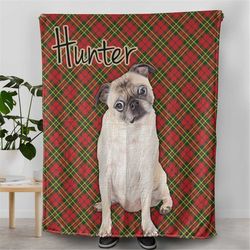 Custom Dog Face Christmas Blankets, Personalized Pet Photo Blanket, Perfect Christmas Gift for Pet Owners, Dog Mom Gifts