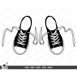 sneaker shoes shoelaces svg clip art cut file silhouette dxf eps png jpg instant digital download