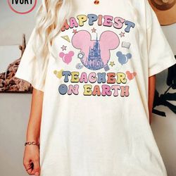 comfort colors disney the happiest teacher on earth shirt, disney teacher