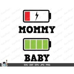 mommy baby battery svg clip art cut file silhouette dxf eps png jpg instant digital download