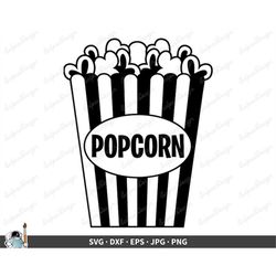 Movie Popcorn SVG  Clip Art Cut File Silhouette dxf eps png jpg  Instant Digital Download