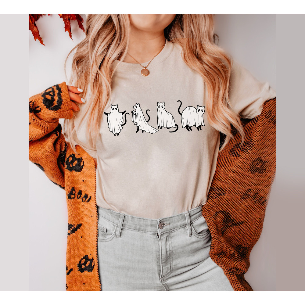Cat Halloween Sweatshirt, Ghost Halloween Shirt, Ghost Cat Shirt, Fall Sweatshirt for Women - 4.jpg