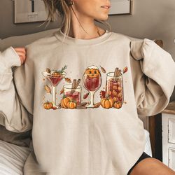wine fall sweatshirt, halloween wine shirt, pumpkin drink t shirt