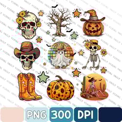 western halloween png, halloween png, halloween doodles png, western sublimation, halloween sublimation design, retro