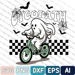 Cycopath Svg, Halloween Digital Design, Bicycle Svg, Ghost Svg, Spooky Season Svg, Vintage Svg, Trendy Halloween Svg
