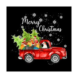 Merry Christmas Truck Svg, Christmas Svg, Red Truck Svg, Pinetree Svg, Santa Hat Svg, Chicken Svg, Winter Svg, Snow Svg,