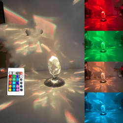 Led Crystal Night Light With Remote Control Bedroom Decor Mood Light Novelty Gift Usb Bedside Romantic Projector Rgb