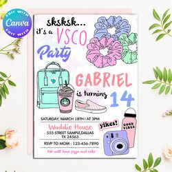vsco invitation, vsco digital invitation, vsco editable invitation, vsco birthday invitation, vsco birthday party invite