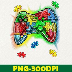 autism awareness video game controller puzzle piece boys png, digital download