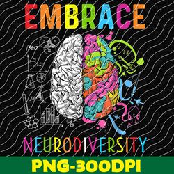 embrace neurodiversity autism awareness asd png, digital download