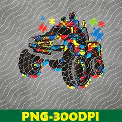 monster truck with autism puzzle background love acceptance png, digital download