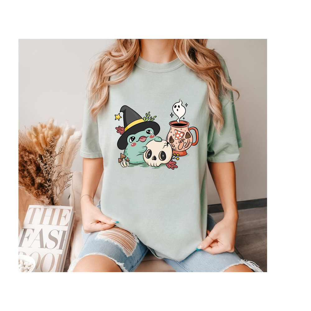Comfort Colors ,Cute Frog Witch Shirt, Halloween Shirt,Gft for Her,Spooky Season Shirt, RetroFall Shirt,Oversized Shirt,Halloween Skeleton - 6.jpg