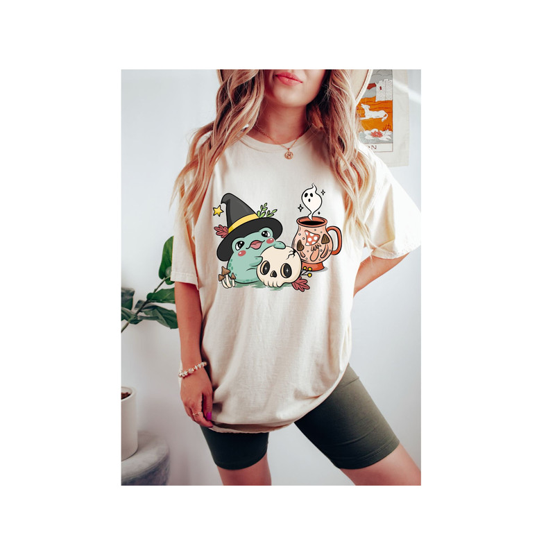 Comfort Colors ,Cute Frog Witch Shirt, Halloween Shirt,Gft for Her,Spooky Season Shirt, RetroFall Shirt,Oversized Shirt,Halloween Skeleton - 7.jpg