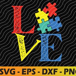 love puzzle cute autism awareness svg, eps, png, dxf, digital download