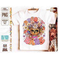 spooky babe png, floral skull shirt design, kids halloween sublimation, spooky season, fall vibes, groovy halloween dtg