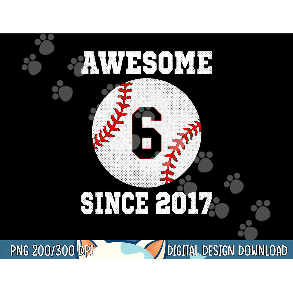 Kids 6th Birthday Baseball Player 6 Years Old Vintage Sports png,sublimation.jpg