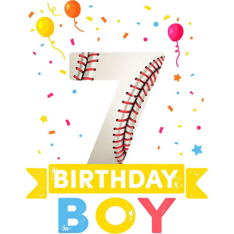 Kids 7 Year Old Baseball 7th Birthday Boy png, sublimation.png