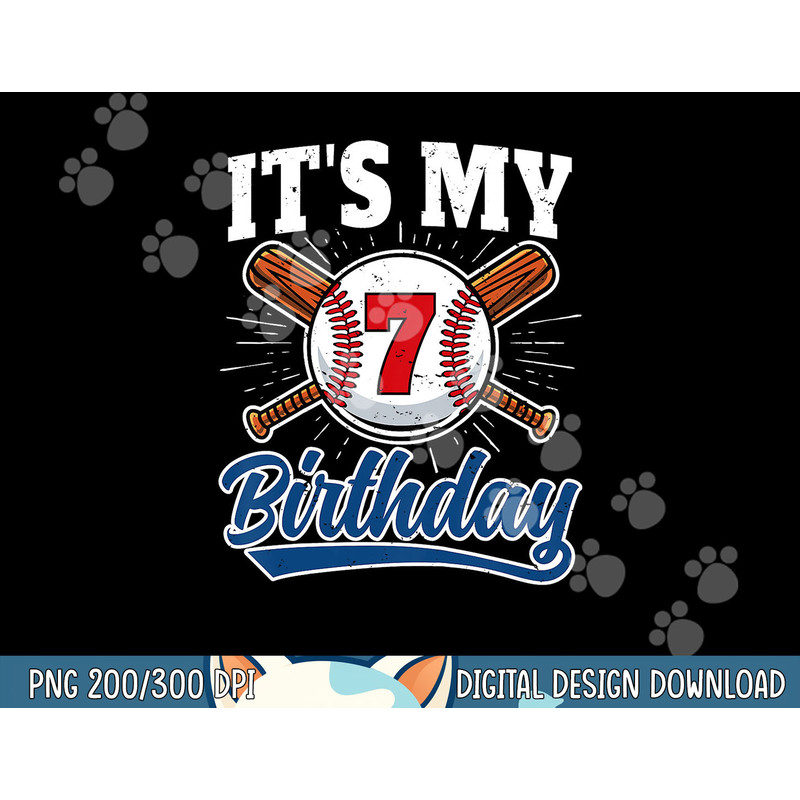 Kids 7 Years Old Baseball Player 7th Birthday Party Boy Girl png,sublimation.jpg