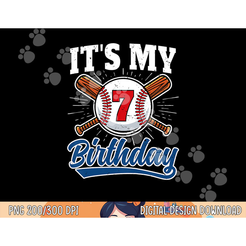 Kids 7 Years Old Baseball Player 7th Birthday Party Boy Girl png,sublimation.jpg