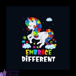 embrace different unicorn autism awareness puzzle piece svg, awareness svg, unicorn autism awareness svg, autism awarene