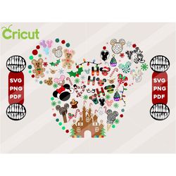 mouse head christmas svg, christmas svg, mickey christmas svg, mickey & minie svg, santa svg, winter svg, digital downlo