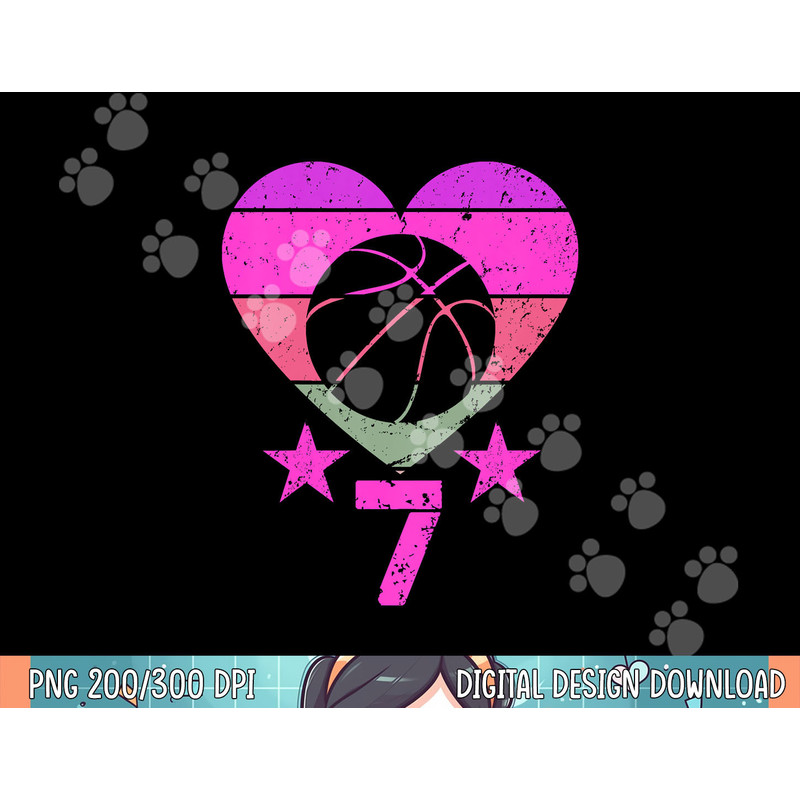 Kids Basketball Birthday 7 Year Old Boy Girl Seventh 7th Birthday png, sublimation.jpg