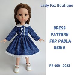Pattern of dress with collar for Paola Reina dolls