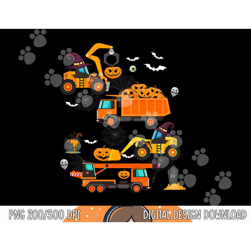Kids Construction Vehicle Halloween Crane Truck Pumpkin Boys Kids png, sublimation copy.jpg
