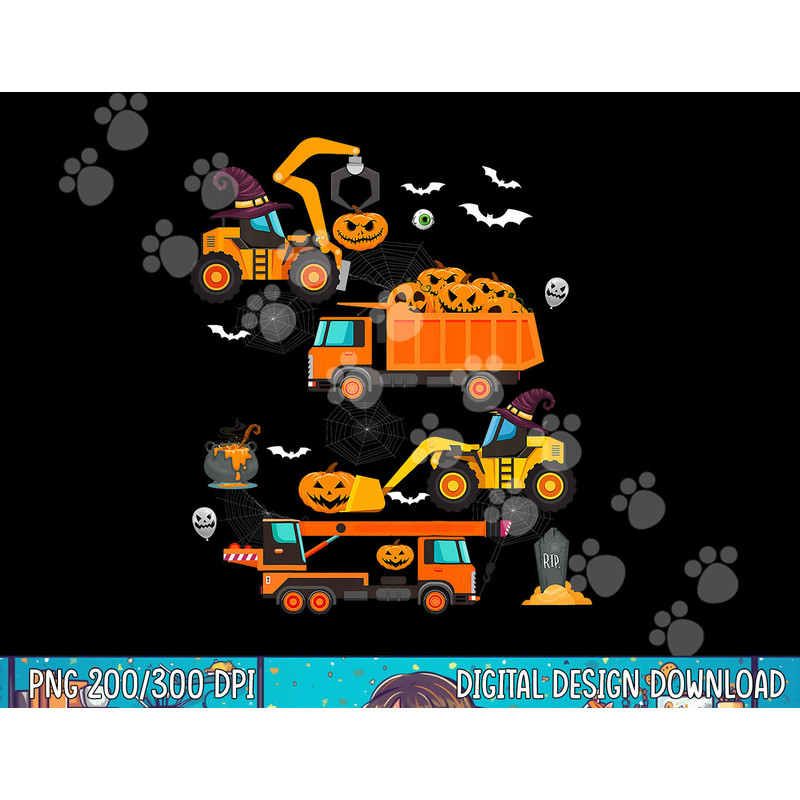 Kids Construction Vehicle Halloween Crane Truck Pumpkin Boys Kids png, sublimation copy.jpg