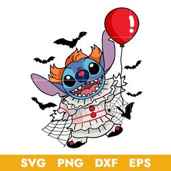 Stitch Pennywise Svg, Pennywise Svg, Stitch Halloween Svg, Png Dxf Eps Digital File