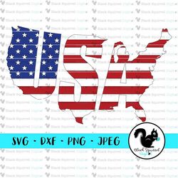 USA, Fourth of July Flag, Red White and Blue, Stars and Stripes, American Outline SVG, Clipart, Cut File, Digital Downlo