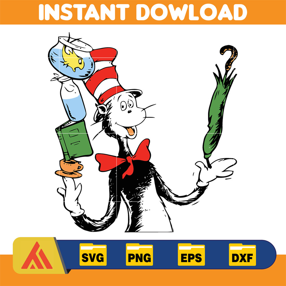 Dr.Suess Svg, Dxf, Png, Dr.Suess book Png, Dr. Suess Png, Sublimation, Cat in the Hat cricut, Instant Download (19).jpg