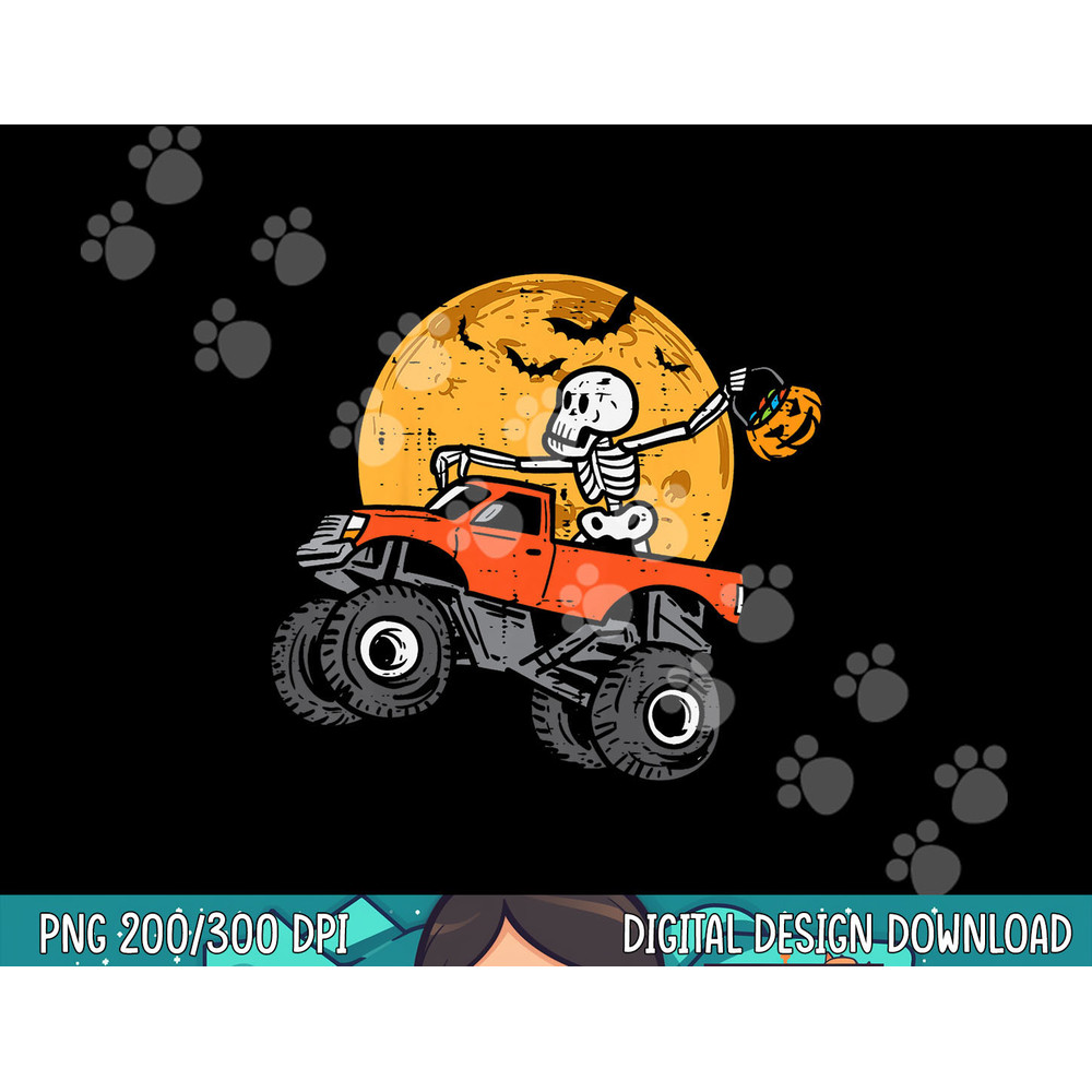 Kids Skeleton Monster Truck Moon Candy Toddler Boys Halloween Kid png, sublimation copy.jpg