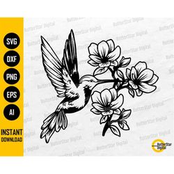Hummingbird Flowers SVG | Florals SVG | Wild Animal SVG | Cricut Cut Files Silhouette Cameo Cuttable Clip Art Vector Dig
