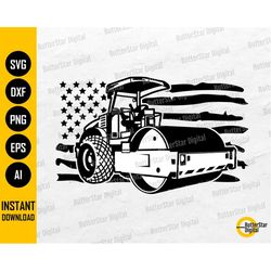 US Road Roller SVG | USA Flag Heavy Equipment Svg | Construction Cut Files | Cricut Silhouette Cameo | Clipart Vector Di