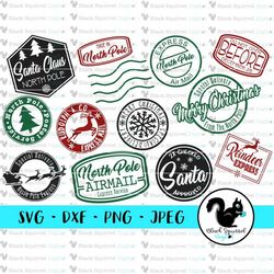 christmas stamps svg, letter to santa, north pole reindeer mail, polar express delivery, clipart, print & cut, digital d