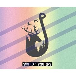 deer duck fish hook hunt svg dxf png eps hunting shooting camping cricut cutfile vector silhouette